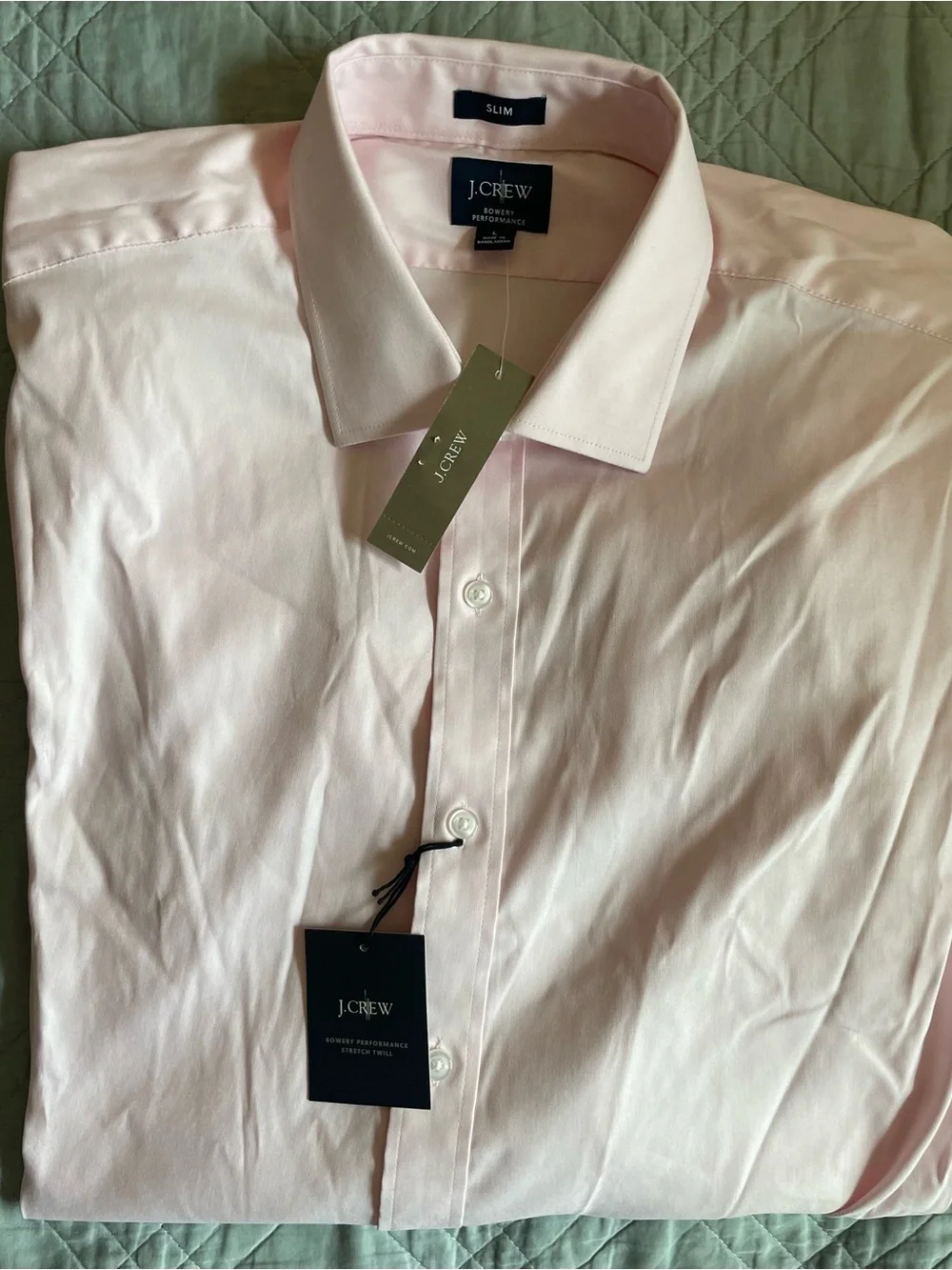 J. CREW Slim Bowery performance stretch dress shirt in Pink Size L NWT $98 CA351